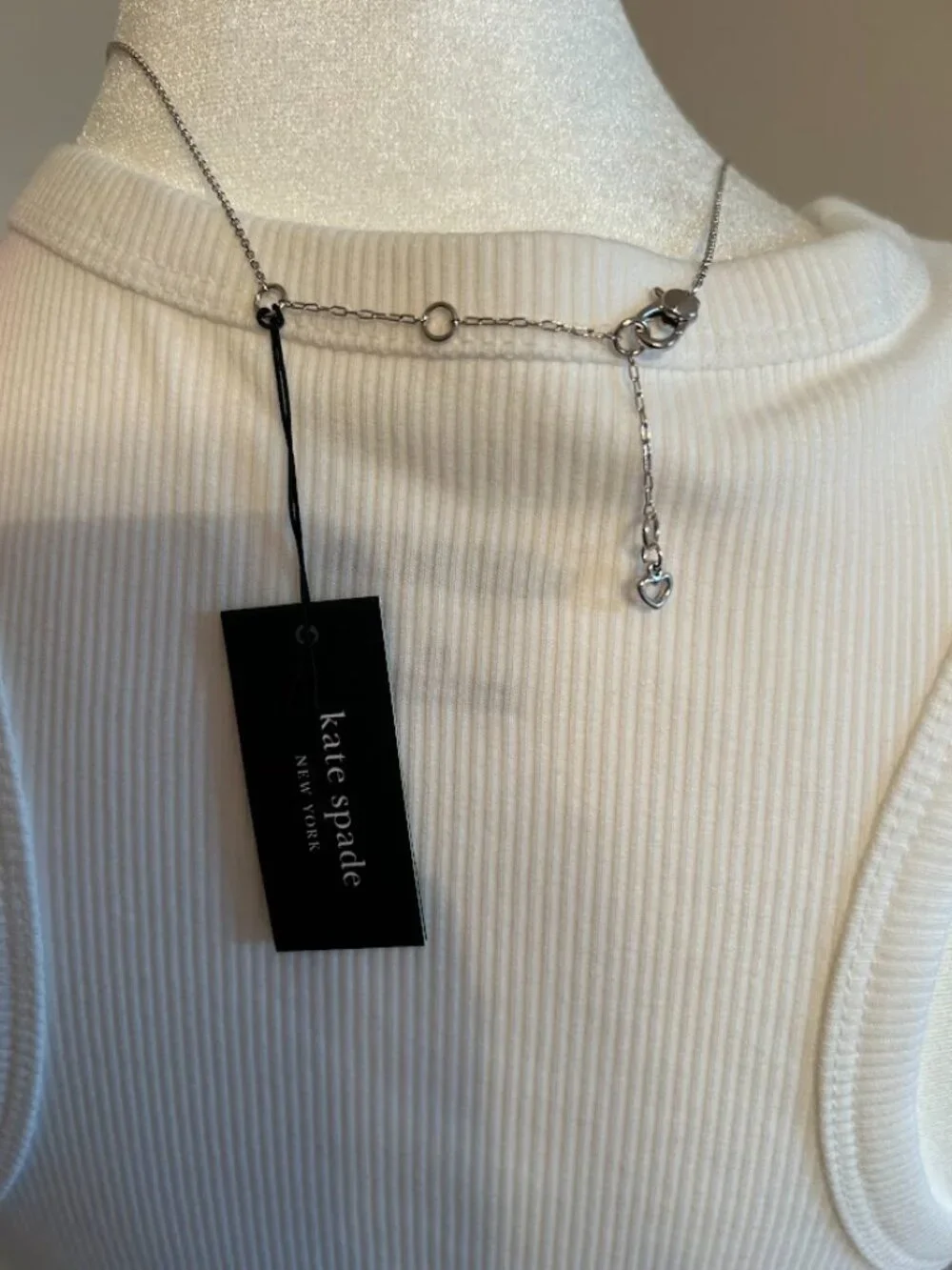 NWT Kate Spade Silver Sparkle Pendant Necklace & Earrings Set with Dust Bags